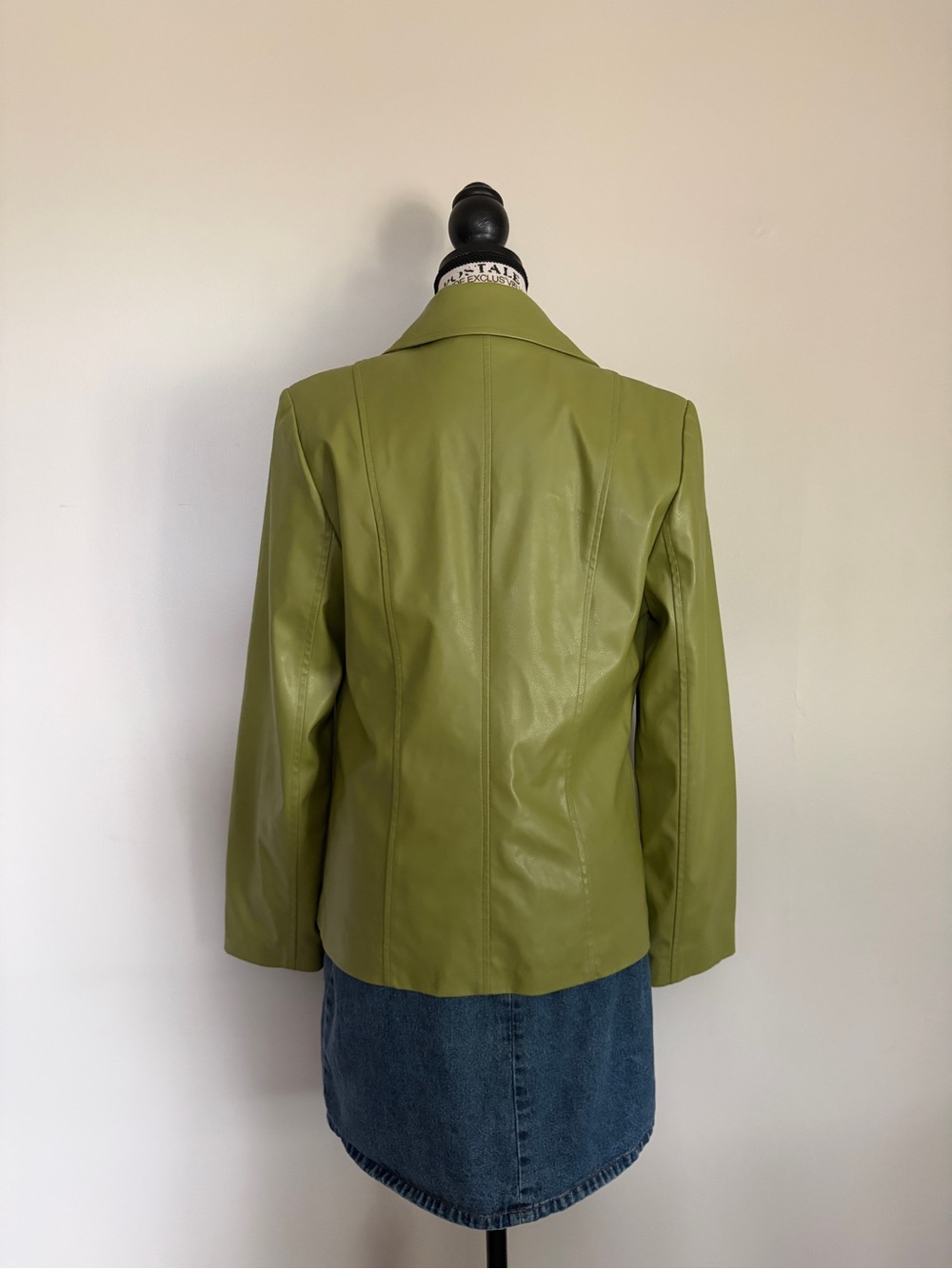 Vintage 90โs Y2K Green Faux Leather Blazer Jacket - Picture 3 of 11